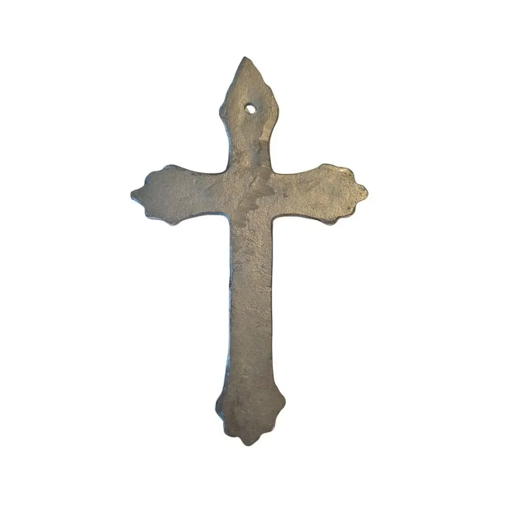 Sand Cast Polished Aluminum Arrow Wall Cross Silver Metal Mexican Pewter